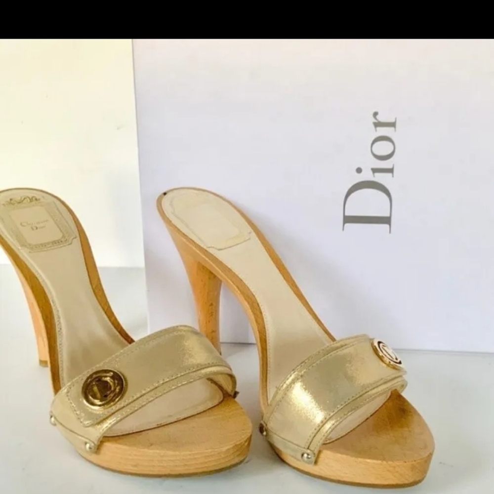 Authentic Dior Clog Gold Heels size 7.5